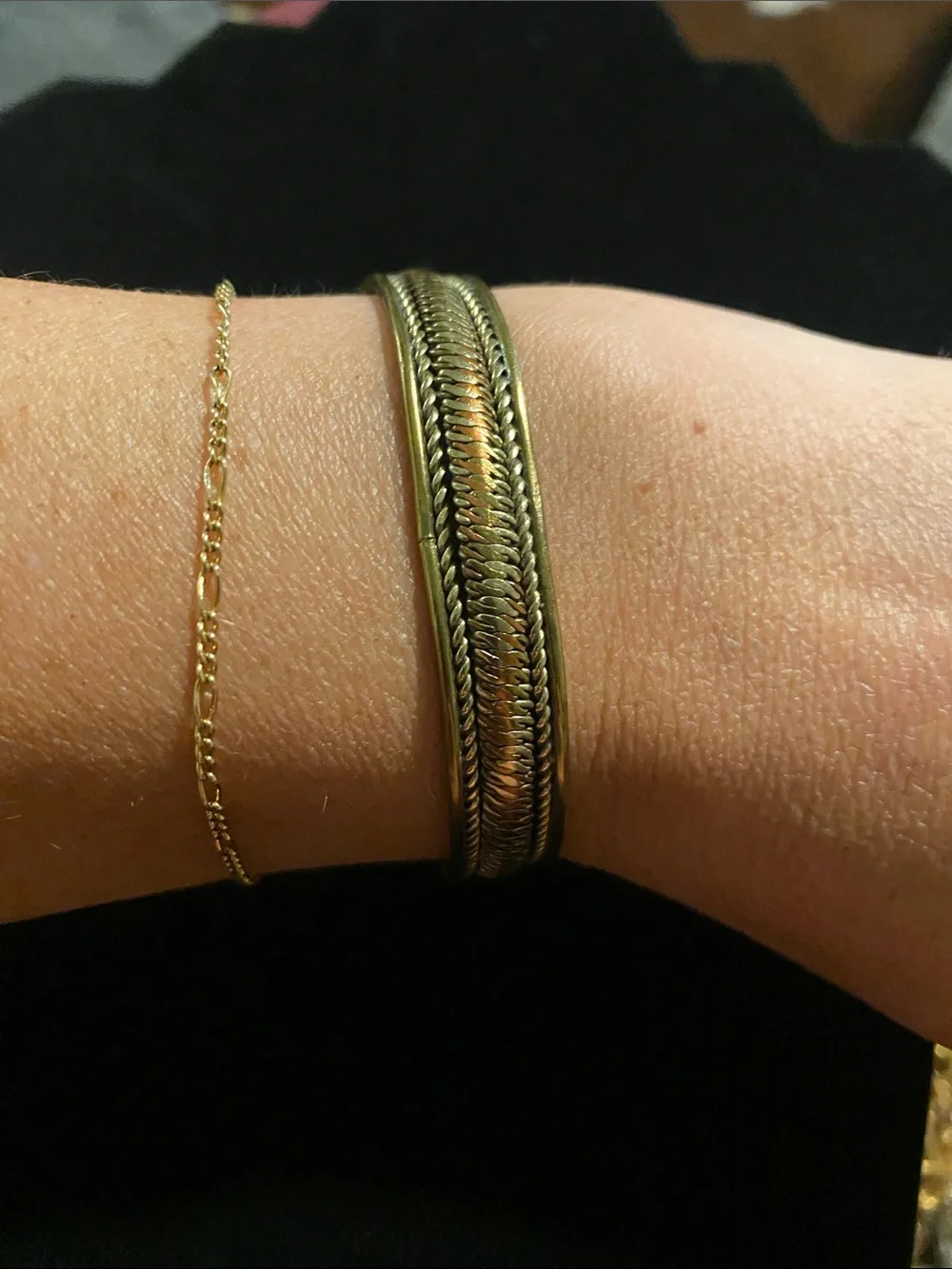 Brass Copper Hand Crafted Textured Signed Adjustable Cuff Bracelet
